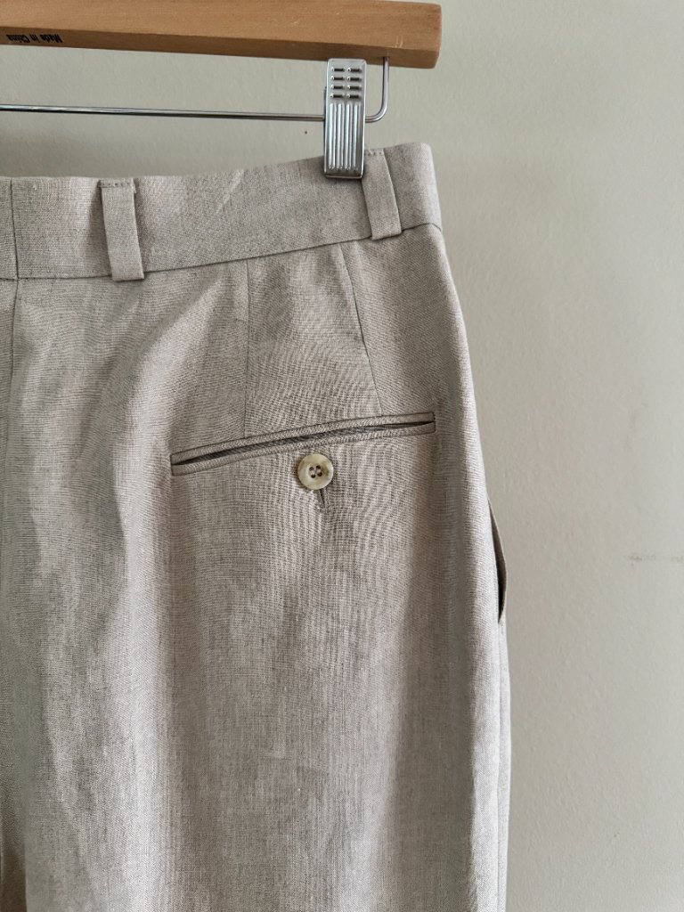 Bergdorf Goodman Vintage Tailored Pleated Linen Trousers — image 6 of 8